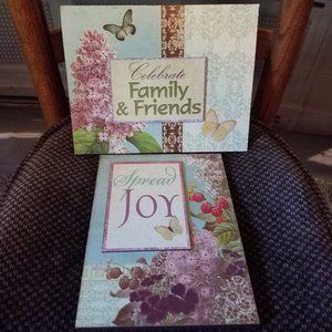 NEW "SPREAD JOY" & "CELEBRATE F & F" WOODEN SIGNS